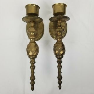 Vintage Solid Brass Candle Holder Wall Sconces,  12 " Tall Made In India