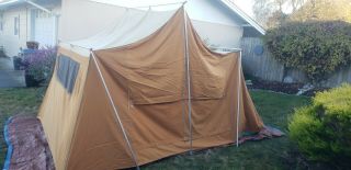 RARE Vintage Coleman Holiday Tent Model 8430 - 720 Canvas Cabin 12x9 Camp 1967 2