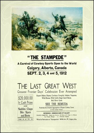 Vintage Canadian Calgary Alberta Stampede 1912 Poster