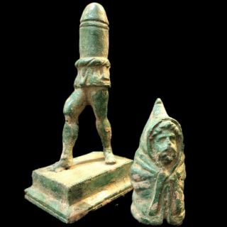 Ultra Rare Ancient Roman Bronze Phallus Erotic Statue With Lid - 200 - 400 Ad