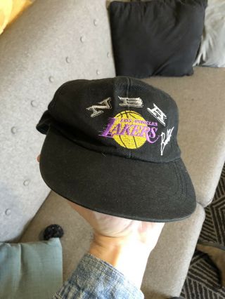 Los Angeles Lakers Nba Hat Cap Vintage 90s 00s Kobe Bryant Snapback Black Rare