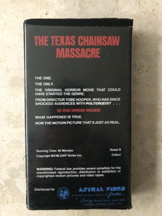 TEXAS CHAINSAW MASSACRE ASTRAL VIDEO VHS CLAMSHELL HOLY GRAIL RARE HORROR HTF 2