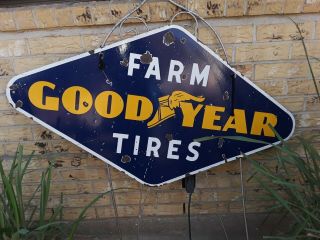 Rare Vintage Goodyear Farm Tires Double Sided Porcelain