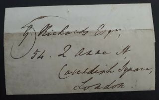 Rare 1837 Great Britain Folded Cover From Uxbridge To London