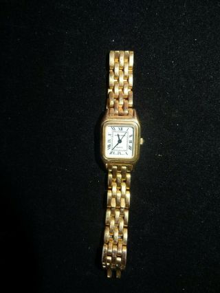 Daniel Mink Gold Plated Ladies Quartz Watch Model 1089 Roman Numeral Dial
