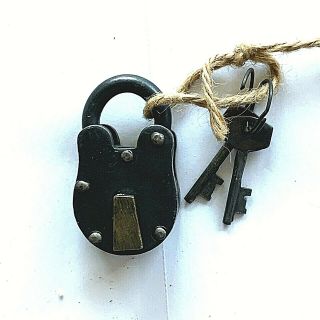 Iron Lock & Keys Old Vintage Antique 1800s Style Police Jailer Padlock