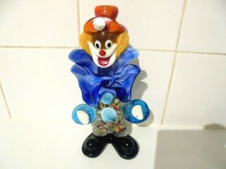 Murano Glass Clown With Sticker 22cm Collectable Vintage Rare