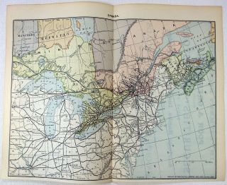 1892 Railroad Map Of Eastern Canada.  Antique