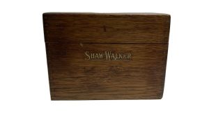 Antique Vintage Shaw Walker Dovetailed Wood Index File Recipe Box Label