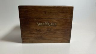 ANTIQUE VINTAGE SHAW WALKER DOVETAILED WOOD INDEX FILE RECIPE BOX LABEL 2