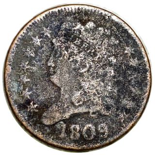 1809 Classic Head Half Cent,  Rare Toning High End 1/2c Must Have Early Date Nr