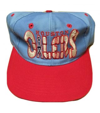 Vintage Universal Houston Oilers Hat Rare Nfl Snapback Cap Vtg 90s Blue Red
