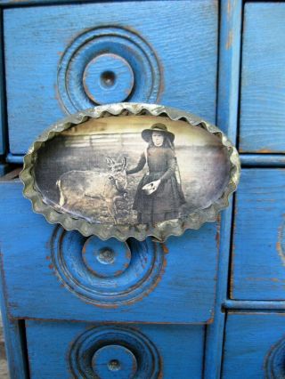 Antique Tin Cookie Cutter With Old Photo Print