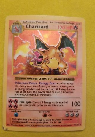 1999 Pokemon Shadowless Charizard | Base Set 4/102 | Holo Rare -