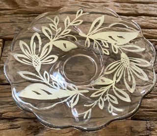 Art Nouveau 999 Fine Silver Glass Overlay Dish Plate Antique 6 1/3”
