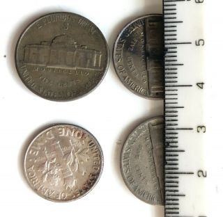 Rare Old Vintage 3 x 1943 S,  P US Jefferson Silver War Nickel Vintage 1946 Dime 3
