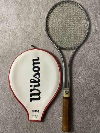 Wilson T2000 Tennis Racket 4 1/2 " Grip W/ Cover - Vintage Rare Euc Made In Usa
