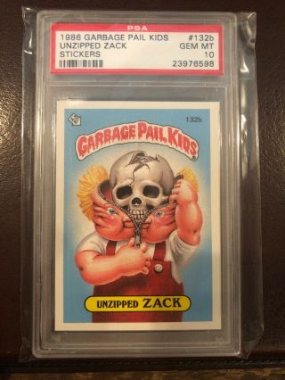1986 Garbage Pail Kids Unzipped Zack 132b 4th Series 4 Psa 10 Gem Rare Os4