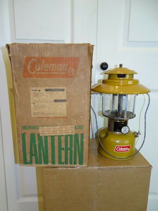 Coleman 228h Lantern Mustard Yellow 12/73 Box Gold Bond Camping Rare Vintage
