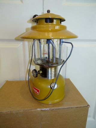 COLEMAN 228H Lantern Mustard Yellow 12/73 Box Gold Bond Camping Rare Vintage 3