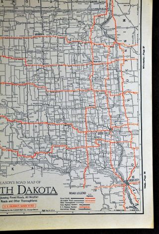 1930 Clason Auto Road Map South Dakota Black Hills Rapid City Sioux Falls City 3