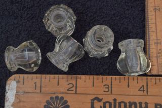 Set Of 5 Small Antique Clear Glass Drawer Cabinet Pull Knobs 1 " X 1 5/8 "