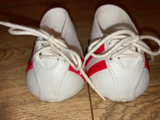 Vintage Cabbage Patch Kid Doll Shoes White With Red Stripes Less Common Shoes