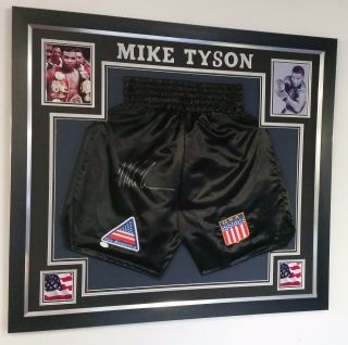 Rare Mike Tyson Signed Shorts Trunks Autographed Display