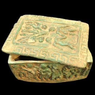 Rare Ancient Roman Bronze Period Jewellery Box With Lid And Scenes - 200 - 400 Ad
