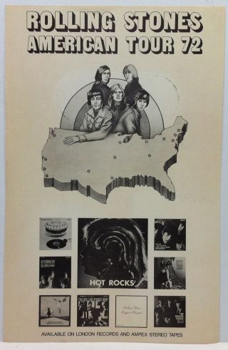 Rolling Stones American Tour 1972 Very Rare Promo Concert Poster