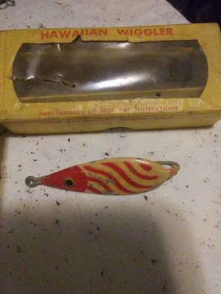 2 Vintage Fred Arbogast Hawaiian Wiggler Spoon Fishing Lures And Insert