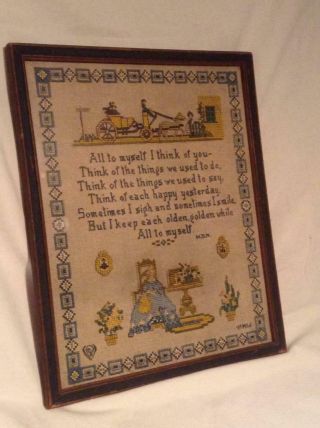Antique P.  F.  Volland All To Myself I Think Of You Poem Motto Wood Framed 1917