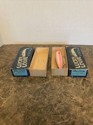 Vintage Lucky Louie Fishing Lure Pearl Pink And Also An Extra Empty Box
