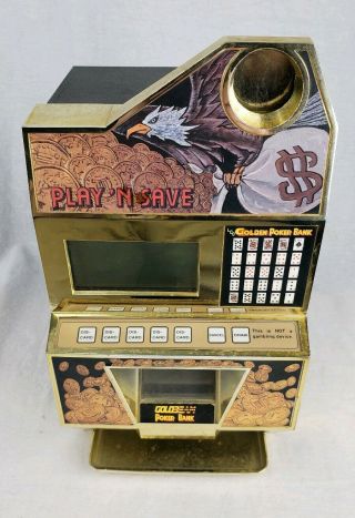 Rare Vintage Mini Video Poker Slot Machine Money Piggy Bank & Box Goldbeam