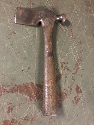 Vintage Damascus Steel Hatchet / Hammer Old Antique Tool Stamped Wells