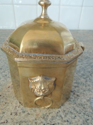 Brass Antique Box With Lion Head On Each Side Very Old Piece