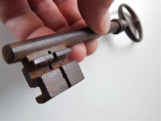 6.  1/2 " Large Antique French Key,  19th Century,  Wrought Iron,  Rustic,  Lock Door,  Big