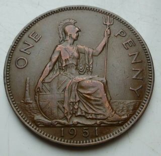 1951 George Vi Penny,  Lovely Coin,  Rare,  Key Date (only 120,  000) Minted