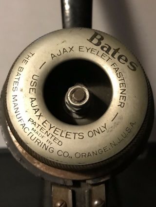 Antique BATES Ajax Automatic Eyelet Fastener Hand Press Tool Punch Eyelet Press 2