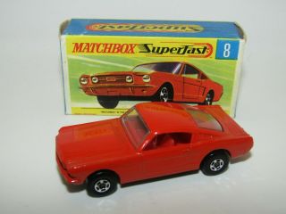 Matchbox Superfast No 8 Ford Mustang Orange Red Interior Nmib Rare