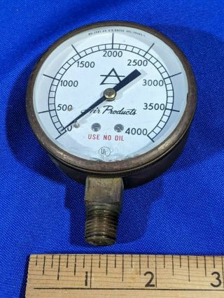 Air Products Pressure Gauge Only No 239 - 8 - 340250 Vtg Brass Antique Steampunk