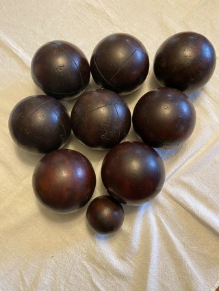 Vintage Antique Rare Made In Italy Wood Bocce Ball Set W/ Jack