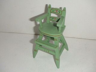 Antique Tynietoy Dollhouse Miniature Toy Furniture High Chair Painted Vintage