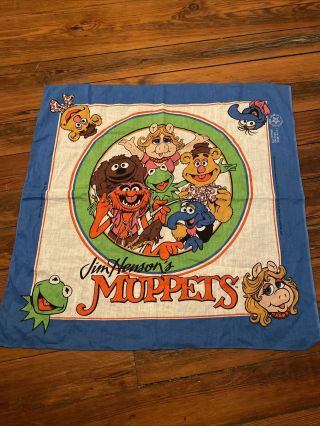 Vtg 1988 Rare Jim Henson’s The Muppets Square Handkerchief Bandana Scarf