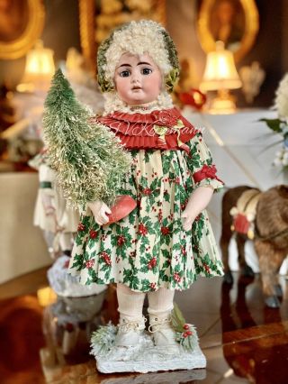 Gorgeous Antique 19” German Doll Christmas Candy Container Rare Dennison Crepe