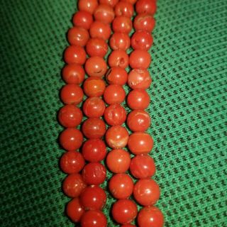 Rare Don Lucas Sterling Silver Natural Mediterranean Coral Bead Necklace 129 Gr 2