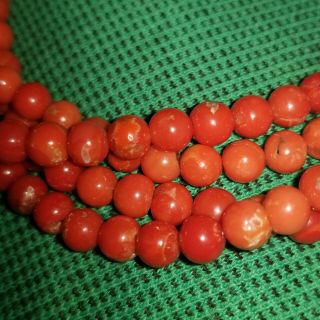 Rare Don Lucas Sterling Silver Natural Mediterranean Coral Bead Necklace 129 Gr 6