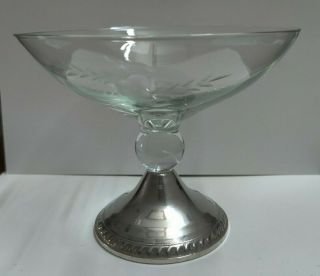 Vintage Duchin Creation Glass And Sterling Silver Candy Dish Pedestal