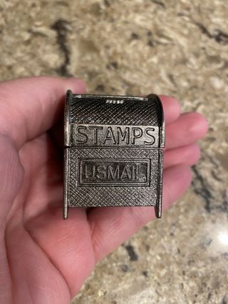 Vintage Usps Us Mailbox Stamp Dispenser Holder Metal Hinged Holds 1 Roll Rare