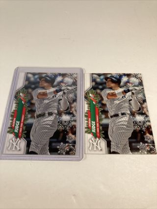 2020 Topps Holiday Aaron Judge Rare Holly Belt & Base Card “cmp042473”
